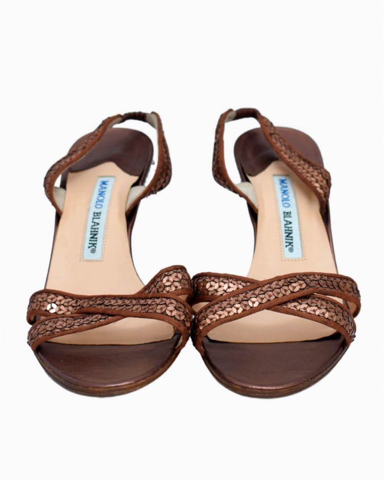 Manolo Blahnik ブラウン 37 Sandália Manolo Blahnik Original Callasli Cobre Feminino